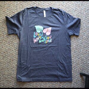 Love Who You Love Blue Canvas Short Sleeve T-shirt - Size Large